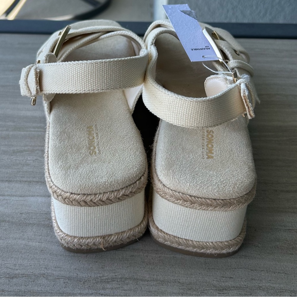 Sonoma NWOB Gold Buckle Platform Espadrille Sandals Size 10 Spring Vacation - Picture 4 of 6